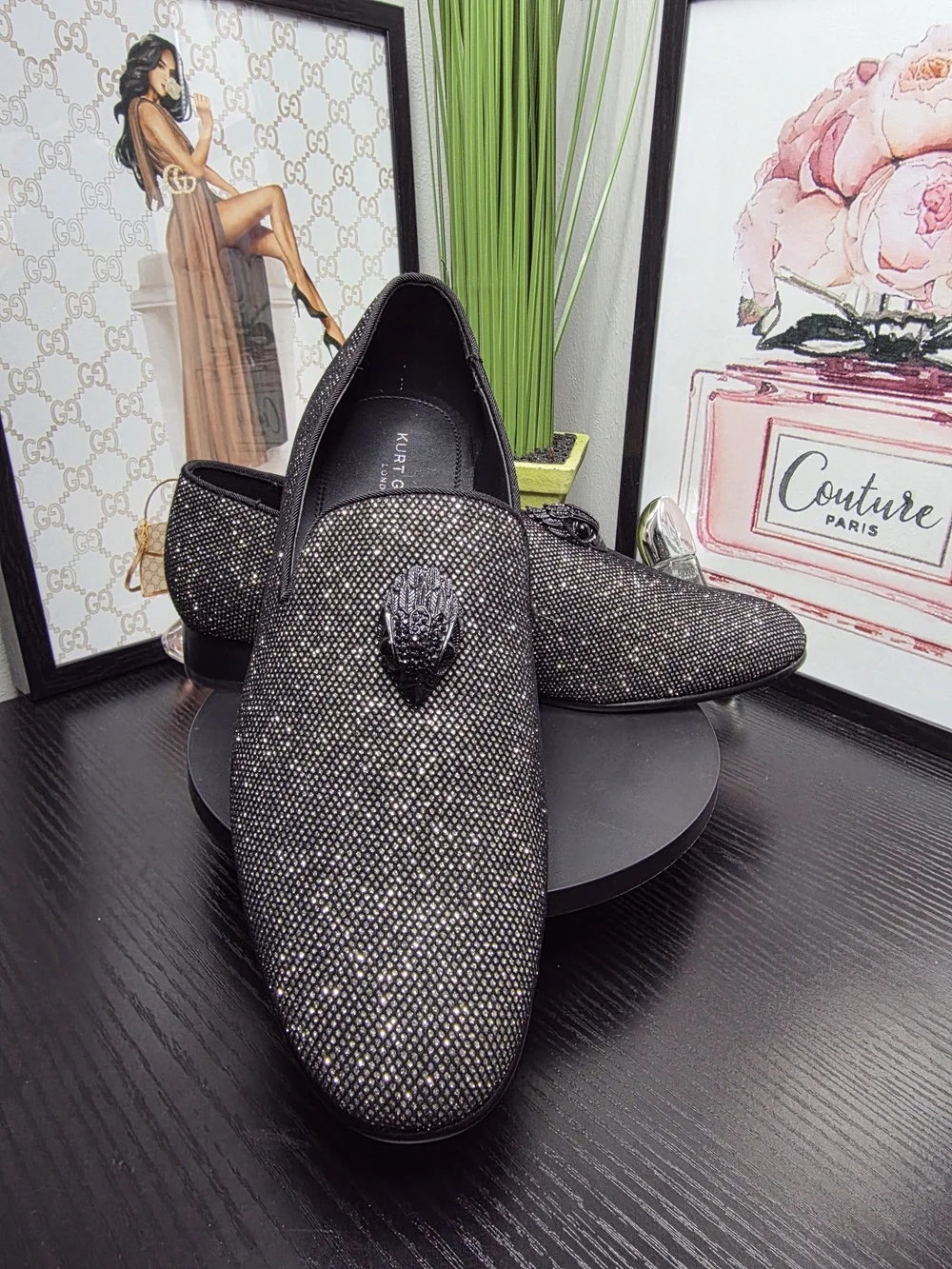 Kurt Geiger Men's Black Sparkle Loafers